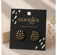 Stainless Steel Schelp Oorknopjes Zwart | Gouden Nautilus Oorbellen | Waterproof Studs