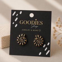 Stainless Steel Schelp Oorknopjes Zwart | Gouden Nautilus Oorbellen | Waterproof Studs