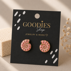 Stainless Steel Schelp Oorknopjes Oranje | Gouden Nautilus Oorbellen | Waterproof Studs