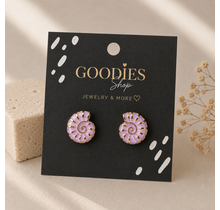 Stainless Steel Schelp Oorknopjes Lila | Gouden Nautilus Oorbellen | Waterproof Studs