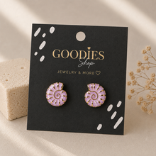 Stainless Steel Schelp Oorknopjes Lila | Gouden Nautilus Oorbellen | Waterproof Studs