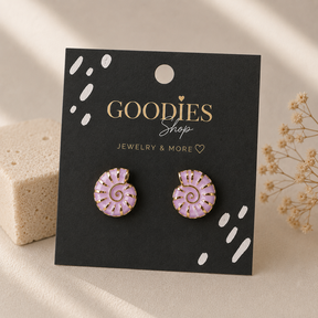 Stainless Steel Schelp Oorknopjes Lila | Gouden Nautilus Oorbellen | Waterproof Studs