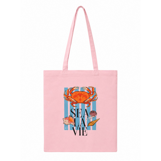 Goodies Label Cotton Bag zacht roze Sea La Vie Krab