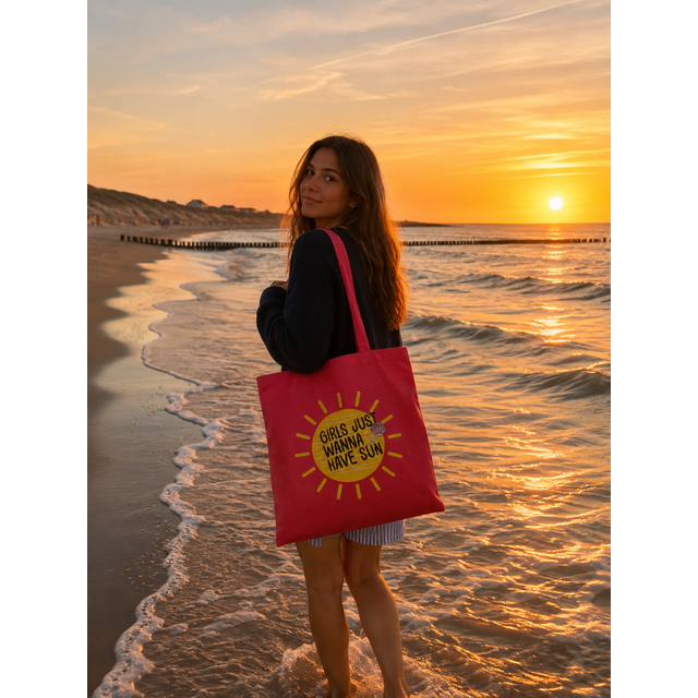 Goodies Label Cotton Bag  Fuchsia Girls Just Wanna Have Sun