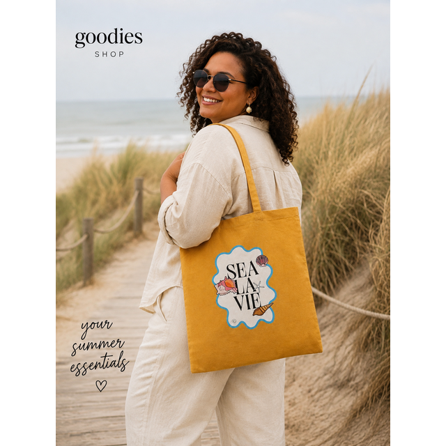 Goodies Label Cotton Bag Mosterd Geel Sea La Vie