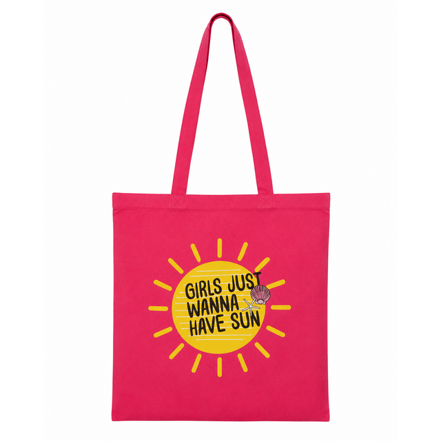 Goodies Label Cotton Bag  Fuchsia Girls Just Wanna Have Sun