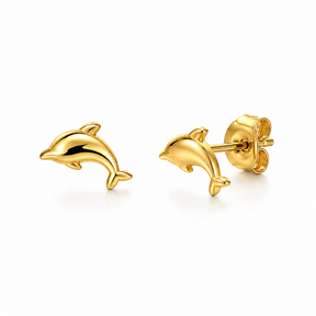 Stainless Steel Oorstuds Dolfijn – Goud