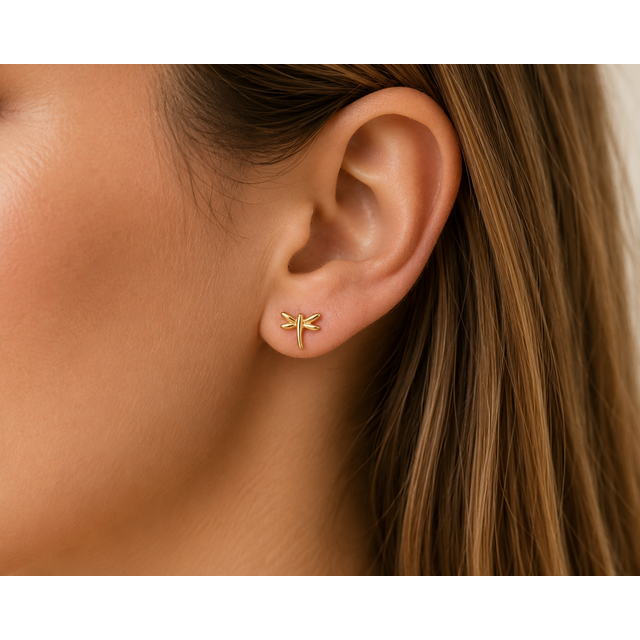 Stainless Steel Oorstuds Libelle – Goud