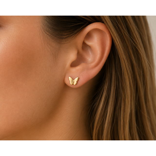 Stainless Steel Oorstuds Vlinder – Goud