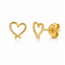 Stainless Steel Oorbellen Hartjes Open – Goudkleurig