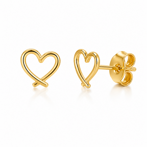 Stainless Steel Oorbellen Hartjes Open – Goudkleurig