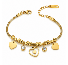 Stainless Steel Armband Hartjes Bedels – Goudkleurig