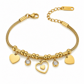 Stainless Steel Armband Hartjes Bedels – Goudkleurig