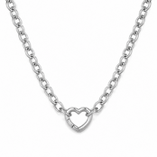 Goodies Label Zilverkleurige Stainless Steel Schakelketting met Hart Clicker – 40 cm