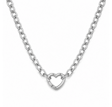 Goodies Label Zilverkleurige Stainless Steel Schakelketting met Hart Clicker – 40 cm