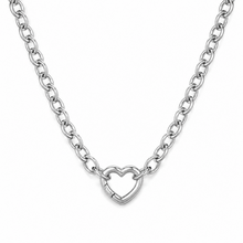 Goodies Label Zilverkleurige Stainless Steel Schakelketting met Hart Clicker – 40 cm
