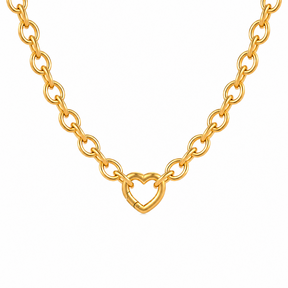 Goodies Label Goudkleurige Stainless Steel Schakelketting met Hart Clicker – 40 cm