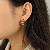Goodies Label Stainless Steel Oorbellen Rainbow Hoops Goudkleurig