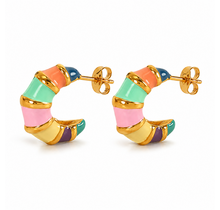 Goodies Label Stainless Steel Oorbellen Rainbow Hoops Goudkleurig