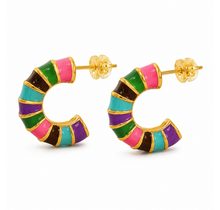 Goodies Label Stainless Steel Oorbellen Rainbow C-Hoops Goudkleurig