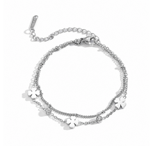 Goodies Label Stainless Steel Armband Klaver & Zirconia Zilverkleurig