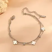 Goodies Label Stainless Steel Armband Klaver & Zirconia Zilverkleurig