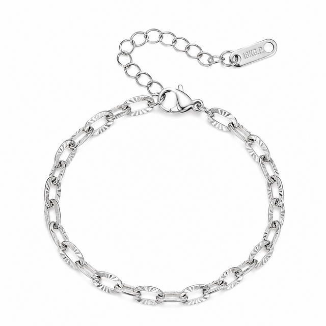 Goodies Label Stainless Steel Schakelarmband Zilverkleurig 15 + 5 cm