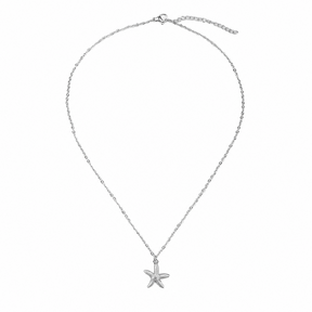 Goodies Label Stainless Steel Ketting Zeester Zilverkleurig 40 + 5 cm