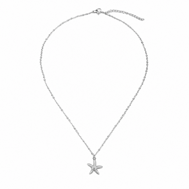 Goodies Label Stainless Steel Ketting Zeester Zilverkleurig 40 + 5 cm