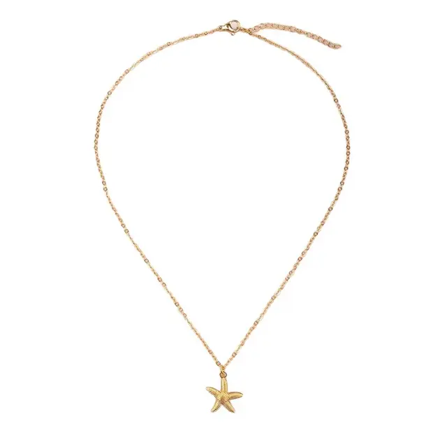 Goodies Label Stainless Steel Ketting Zeester Goudkleurig 40 + 5 cm