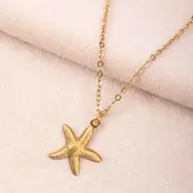 Goodies Label Stainless Steel Ketting Zeester Goudkleurig 40 + 5 cm