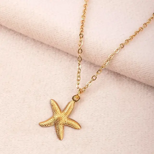 Goodies Label Stainless Steel Ketting Zeester Goudkleurig 40 + 5 cm
