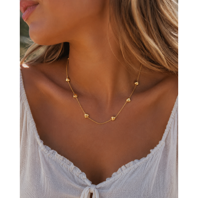 Goodies Label Stainless Steel Hartjes Ketting Goudkleurig 40 + 5 cm