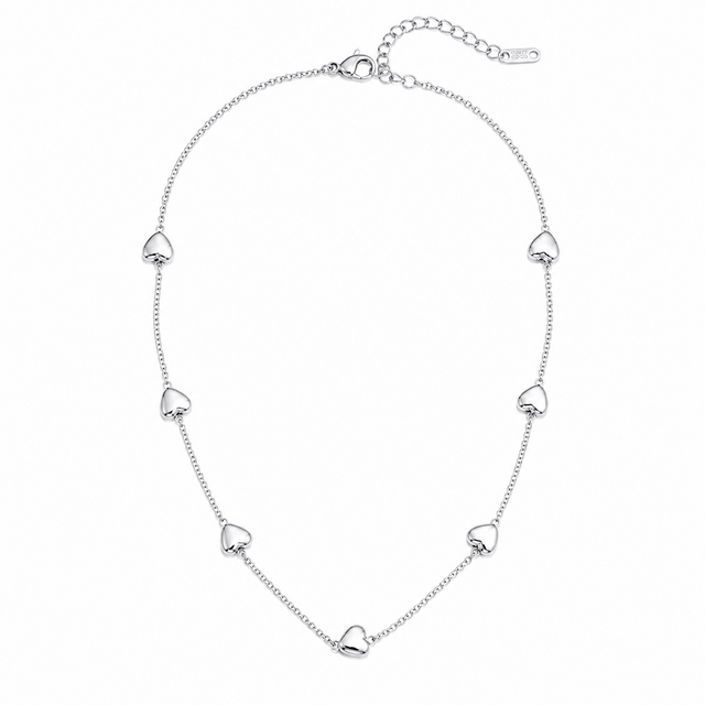 Goodies Label Stainless Steel Hartjes Ketting Zilverkleurig 40 + 5 cm
