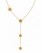 Goodies Label Stainless Steel Y-Ketting Bloemen & Crystal Goudkleurig