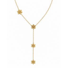 Goodies Label Stainless Steel Y-Ketting Bloemen & Crystal Goudkleurig