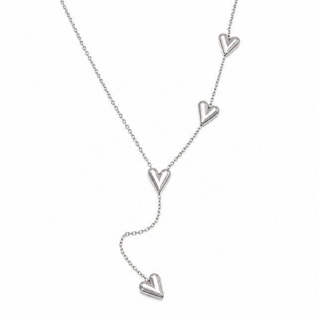 Goodies Label Stainless Steel Y-Ketting Hartjes Goudkleurig