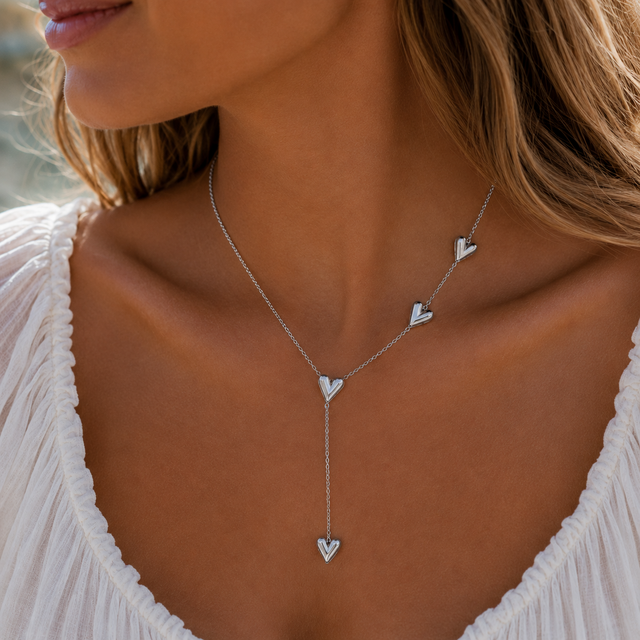 Goodies Label Stainless Steel Y-Ketting Hartjes Goudkleurig