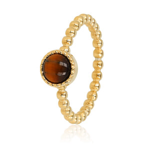 Bolletjes Ring met Ronde Edelsteen • Tiger Eye