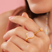 Bolletjes Ring met Ronde Edelsteen • Rose Quartz