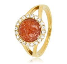 Elegante Ring met Edelsteen & Zirkonia • Berry Quartz