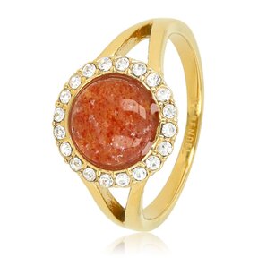 Elegante Ring met Edelsteen & Zirkonia • Berry Quartz