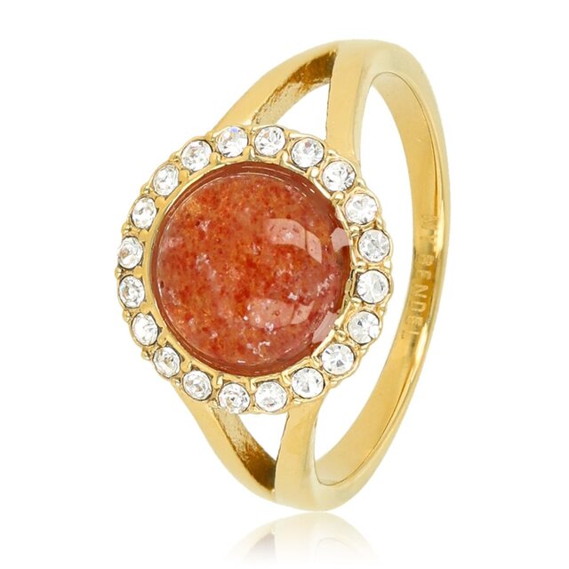 Elegante Ring met Edelsteen & Zirkonia • Berry Quartz