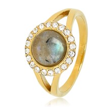 Elegante Ring met Edelsteen & Zirkonia • Labradorite