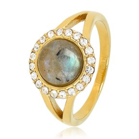 Elegante Ring met Edelsteen & Zirkonia • Labradorite