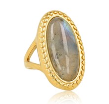Vintage Ring met Ovale Edelsteen • Labradorite