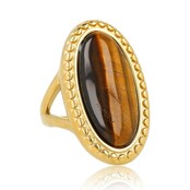 Vintage Ring met Ovale Edelsteen • Tiger Eye