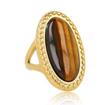 Vintage Ring met Ovale Edelsteen • Tiger Eye