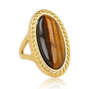 Vintage Ring met Ovale Edelsteen • Tiger Eye