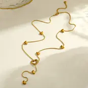 Goudkleurige Stainless Steel Hartjes Y-Ketting | Goodies